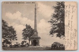 MS Confederate Monument in Jackson Mississippi B&amp;W 1908 Postcard E25 - £59.91 GBP