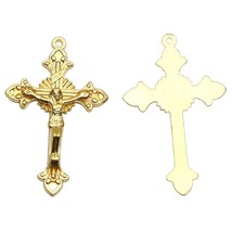 50pcs of 2 Inches Gold Tone Alloy Religious Rosary Crucifix Cross - £18.44 GBP
