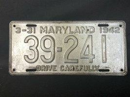 Antique Collectible Maryland 1942 39-241 Drive Carefully No Color Plate/... - £55.43 GBP