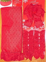 NEW - 52&quot; Red Snowflake Velvet Christmas Tree Skirt Topper Bows NWT - FR... - $18.99