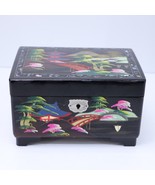 Vintage Jewelry Box Japan Lacquered Hand Painted Mother of Pearl Inlay  ... - $59.19