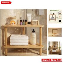 Waterproof Corner Shower Bench in Natural Bamboo - Easy Assembly and Mai... - $74.20