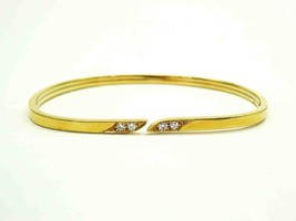 Sidney Garber Designer Natural Diamond Accent 3mm Wide Cuff Bracelet 14k Gold - £1,351.79 GBP
