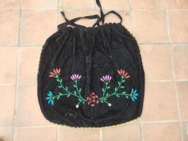 Vintage velvet apron, Macedonian mid century handmade apron, folk accessory - $30.00