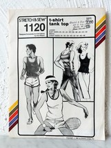 Vintage Stretch &amp; Sew Sewing Pattern #1120 Ladies&#39; &amp; Men&#39;s T-Shirt Tank Top - £12.44 GBP