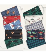 Lot of 15 Kids Size Boys Christmas Non-medical Face Masks Dinosaur Plaid... - $13.55