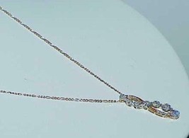 10k .50ct Diamond Baguette Journey Pendant Necklace Link Chain 2 Tone Gold - £174.54 GBP