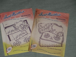 Aunt Martha&#39;s Iron On Embroidery Transfer Patterns Lot 2 Baskets &amp; Flowers - £6.35 GBP