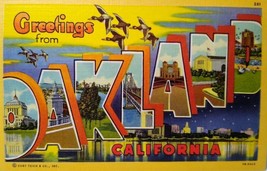 Greetings From Oakland California Flying Geese Large Big Letter Postcard... - $10.45