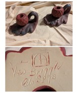 Pair Of Van Briggle Pottery Acorn Leaf Candle Holder Handle Matte Purple... - $161.31 CAD