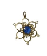 Vintage 10k Gold Flower w/Blue Stone Pendant No Necklace or Chain 1&quot; Dia... - €103,73 EUR