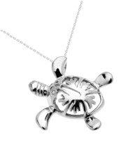 Fine Sterling Silver Hawaiian Honu Turtle Pendant Necklace - £103.05 GBP