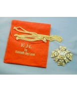 Large Kenneth J Lane KJL Jeweled Maltese Cross Enhancer Pin Necklace NIP - £98.09 GBP