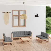  Garden Lounge Set Natural Wood Solid pinewood, 100% polyester - $1,406.67 CAD