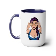 Sexy PopArt Girl with Glasses and Braids 15oz Coffee Mug - $14.95