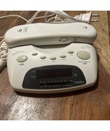 Vintage Timex Memory Phone &amp; AM/FM Alarm Clock White Powers On - $32.38