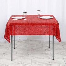 Red - 54&quot; Tablecloths Square LUXURY COLLECTION Duchess Sequin Wedding  - £32.47 GBP