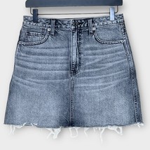 ABERCROMBIE &amp; FITCH faded black gray denim raw hem jean skirt size 27 mini - $29.00