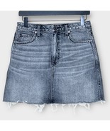 ABERCROMBIE &amp; FITCH faded black gray denim raw hem jean skirt size 27 mini - $29.00