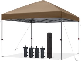 Abccanopy Outdoor Easy Pop Up Canopy Tent 10X10 With 4 Sandbags, Khaki - £107.41 GBP