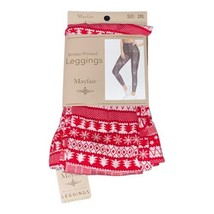 Mayfair Winter Printed Red White Star Tree Holiday  Leggings Size 2XL New - $6.92