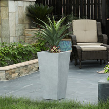 LuxenHome Light Gray MgO 24.2in. H Tall Tapered Planter - $134.29