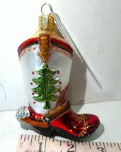 Old World Christmas Ornate Cowboy Boot Christmas Tree Glass Ornament 4&quot; - £19.45 GBP