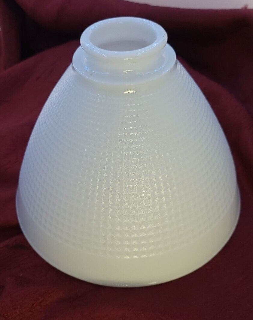 Vintage Corning White Milk Glass Torchiere 8" W x 6" Lamp Shade Torche Light - $27.02