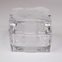 Fitz And Floyd Glass Lidded Clear Trinket Box Frosted Bow Keepsake Christmas Box - £10.07 GBP