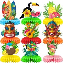 Didazay 9 Pcs Luau Hawaiian Honeycomb Table Centerpieces Tropical Party - $4.24