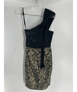 Tahari one shoulder Cocktail dress Black&amp; Gold Size 2 - $267.12 MXN