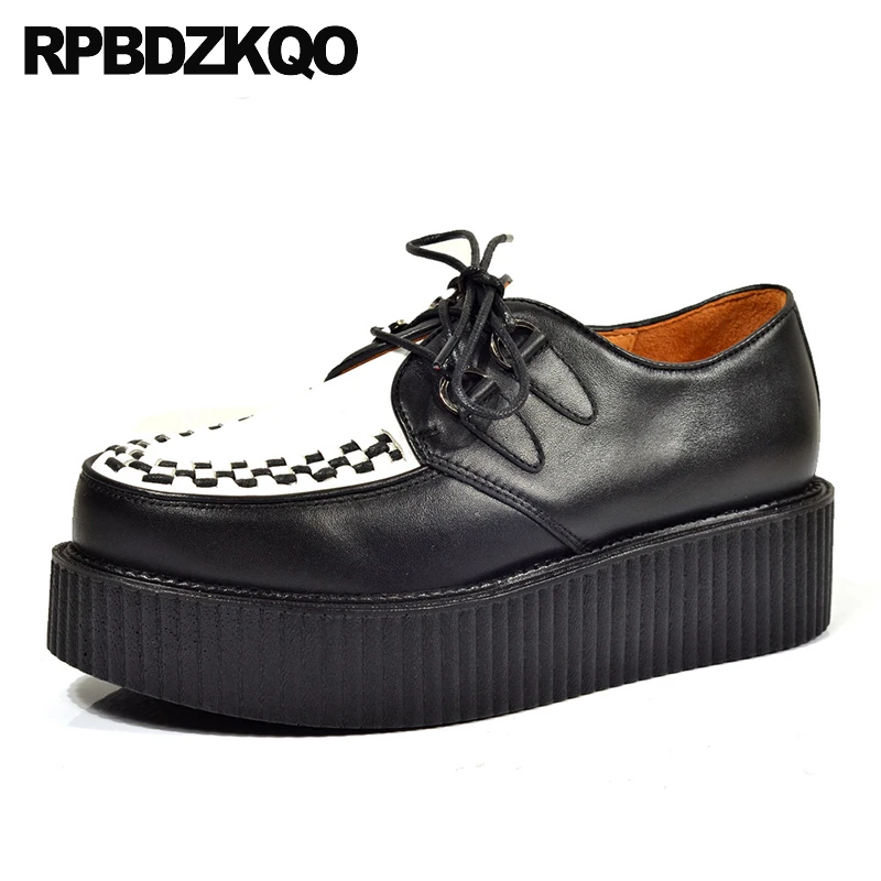 Braided 13 Platform Flatforms Woven Nubuck Big Size Muffin Real Leather Creepers - £176.57 GBP