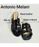 Antonio Melani black leather made in Brazil mules Size 8M - £12.32 GBP