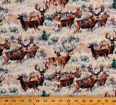 Cotton Mule Deer in Sage Animals Wildlife Forest Fabric Print by Yard D689.76 - £10.35 GBP