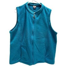 Tudor Court Fleece Vest Jacket Womens XL Full Zip Pockets Blue - $21.34