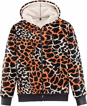 NEW Womens Leopard Print Full Zip Hoodie fleece lined sz M jacket sweatshirt - £13.63 GBP