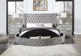 ACME Gaiva Queen Bed w/Storage, Gray Velvet BD00967Q - $1,553.10