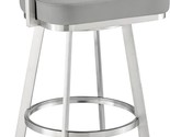 Armen Living Magnolia Swivel Bar Stool in Brushed Stainless Steel with L... - $566.99