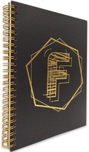 Monogram Letter F Hardcover Spiral Notebook/Journal, Gold Foil Words - £13.44 GBP