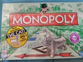Monopoly Board Game Classic w/ New Cat Token Hasbro Brand New Factory Sealed! - £16.81 GBP
