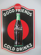 Coca-Cola Wood Sign Good Friends Cold Drinks Bottle with Red Disc - $16.34