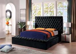 Contemporary Velvet Upholstered Bed with Storage Locker, Deep Button Tufting, So - £1,084.12 GBP