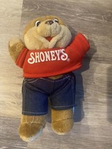 Shoney&#39;s Teddy Bear Plush Stuffed Animal Toy T-Shirt Logo Vintage 1989 1... - £7.74 GBP