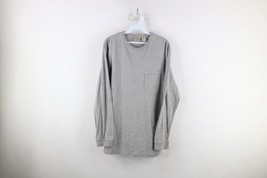 Vintage 90s LL Bean Mens Medium Blank Pocket Long Sleeve T-Shirt Heather Gray - £31.51 GBP