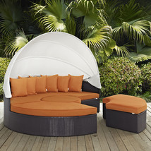 Convene Canopy Outdoor Patio Daybed Espresso Orange EEI-2173-EXP-ORA-SET - £1,781.20 GBP