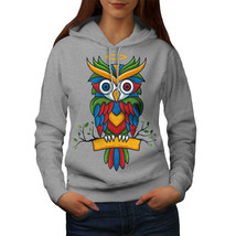 Wellcoda Bright Colorful Owl Womens Hoodie, Nature Casual Hooded Sweatshirt - £29.05 GBP