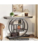 41.3&quot; Industrial 4-Tier Console Table: Sofa Table with Circle Base, Rust... - $158.94