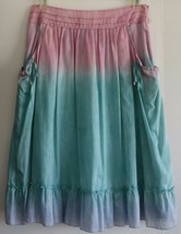 Cynthia Steffe Skirt 10 M Silk Cotton Vintage Boho Aqua Orchid A Line Ne... - $69.99