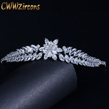 Cubic Zirconia Bridal Crowns and Tiaras Leaf Flower Shape Wedding Hair Jewelry A - £31.13 GBP
