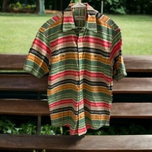 Vintage ORVIS Mens Short Sleeve multicolor striped Shirt 100% Cotton SIZE LARGE - £23.32 GBP